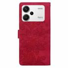 For Redmi Note 13 Pro+ Lace Floral Embossed Magnetic Buckle PU Phone Case With Wrist Strap(Red) - 3