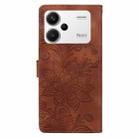 For Redmi Note 13 Pro+ Lace Floral Embossed Magnetic Buckle PU Phone Case With Wrist Strap(Brown) - 3
