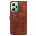 For Redmi Note 12 5G Global Lace Floral Embossed Magnetic Buckle PU Phone Case With Wrist Strap(Brown) - 3