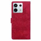 For Redmi Note 13 Pro 4G Lace Floral Embossed Magnetic Buckle PU Phone Case With Wrist Strap(Red) - 3