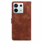 For Redmi Note 13 Pro 4G Lace Floral Embossed Magnetic Buckle PU Phone Case With Wrist Strap(Brown) - 3