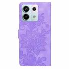 For Redmi Note 13 Pro 5G Lace Floral Embossed Magnetic Buckle PU Phone Case With Wrist Strap(Purple) - 3