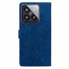 For Xiaomi 14 Pro Lace Floral Embossed Magnetic Buckle PU Phone Case With Wrist Strap(Blue) - 3