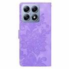 For Xiaomi 14T Pro Lace Floral Embossed Magnetic Buckle PU Phone Case With Wrist Strap(Purple) - 3
