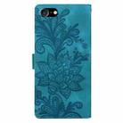 For iPhone 6 Plus / 7 Plus / 8 Plus Lace Floral Embossed Magnetic Buckle PU Phone Case With Wrist Strap(Green) - 3