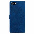 For iPhone 6 Plus / 7 Plus / 8 Plus Lace Floral Embossed Magnetic Buckle PU Phone Case With Wrist Strap(Blue) - 3