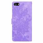 For iPhone 6 / 7 / SE 2022 Lace Floral Embossed Magnetic Buckle PU Phone Case With Wrist Strap(Purple) - 3