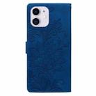 For iPhone 11 Lace Floral Embossed Magnetic Buckle PU Phone Case With Wrist Strap(Blue) - 3