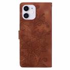 For iPhone 11 Lace Floral Embossed Magnetic Buckle PU Phone Case With Wrist Strap(Brown) - 3
