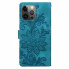 For iPhone 11 Pro Lace Floral Embossed Magnetic Buckle PU Phone Case With Wrist Strap(Green) - 3