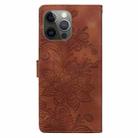 For iPhone 11 Pro Lace Floral Embossed Magnetic Buckle PU Phone Case With Wrist Strap(Brown) - 3