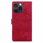 For iPhone 11 Pro Max Lace Floral Embossed Magnetic Buckle PU Phone Case With Wrist Strap(Red) - 3