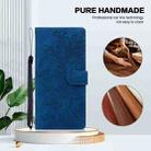 For iPhone 11 Pro Max Lace Floral Embossed Magnetic Buckle PU Phone Case With Wrist Strap(Blue) - 2