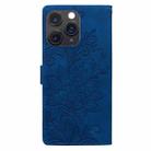 For iPhone 11 Pro Max Lace Floral Embossed Magnetic Buckle PU Phone Case With Wrist Strap(Blue) - 3