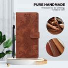 For iPhone 11 Pro Max Lace Floral Embossed Magnetic Buckle PU Phone Case With Wrist Strap(Brown) - 2