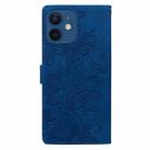 For iPhone 12 mini / 13 mini Lace Floral Embossed Magnetic Buckle PU Phone Case With Wrist Strap(Blue) - 3