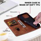 For iPhone 12 mini / 13 mini Lace Floral Embossed Magnetic Buckle PU Phone Case With Wrist Strap(Brown) - 3