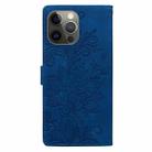 For iPhone 12 Pro Lace Floral Embossed Magnetic Buckle PU Phone Case With Wrist Strap(Blue) - 3