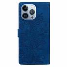 For iPhone 13 Pro Lace Floral Embossed Magnetic Buckle PU Phone Case With Wrist Strap(Blue) - 3