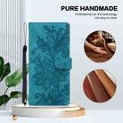 For iPhone 15 Pro Max Lace Floral Embossed Magnetic Buckle PU Phone Case With Wrist Strap(Green) - 2