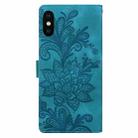 For iPhone X / XS Lace Floral Embossed Magnetic Buckle PU Phone Case With Wrist Strap(Green) - 3