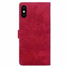 For iPhone X / XS Lace Floral Embossed Magnetic Buckle PU Phone Case With Wrist Strap(Red) - 3