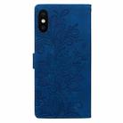 For iPhone X / XS Lace Floral Embossed Magnetic Buckle PU Phone Case With Wrist Strap(Blue) - 3