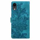 For iPhone XR Lace Floral Embossed Magnetic Buckle PU Phone Case With Wrist Strap(Green) - 3