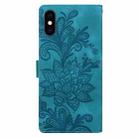 For iPhone XS Max Lace Floral Embossed Magnetic Buckle PU Phone Case With Wrist Strap(Green) - 3