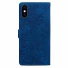 For iPhone XS Max Lace Floral Embossed Magnetic Buckle PU Phone Case With Wrist Strap(Blue) - 3