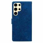For Samsung Galaxy S25 Ultra 5G Lace Floral Embossed Magnetic Buckle PU Phone Case With Wrist Strap(Blue) - 3