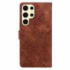 For Samsung Galaxy S25 Ultra 5G Lace Floral Embossed Magnetic Buckle PU Phone Case With Wrist Strap(Brown) - 3