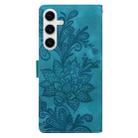 For Samsung Galaxy S25+ 5G Lace Floral Embossed Magnetic Buckle PU Phone Case With Wrist Strap(Green) - 3