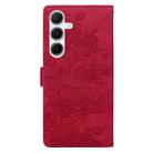 For Samsung Galaxy S23 FE 5G Lace Floral Embossed Magnetic Buckle PU Phone Case With Wrist Strap(Red) - 3
