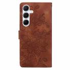 For Samsung Galaxy S23 FE 5G Lace Floral Embossed Magnetic Buckle PU Phone Case With Wrist Strap(Brown) - 3