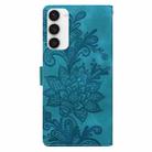 For Samsung Galaxy S23 5G Lace Floral Embossed Magnetic Buckle PU Phone Case With Wrist Strap(Green) - 3