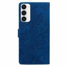 For Samsung Galaxy S23 5G Lace Floral Embossed Magnetic Buckle PU Phone Case With Wrist Strap(Blue) - 3