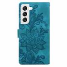 For Samsung Galaxy S22+ 5G Lace Floral Embossed Magnetic Buckle PU Phone Case With Wrist Strap(Green) - 3