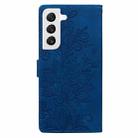 For Samsung Galaxy S22+ 5G Lace Floral Embossed Magnetic Buckle PU Phone Case With Wrist Strap(Blue) - 3