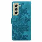 For Samsung Galaxy S21+ 5G Lace Floral Embossed Magnetic Buckle PU Phone Case With Wrist Strap(Green) - 3