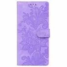 For Samsung Galaxy S21+ 5G Lace Floral Embossed Magnetic Buckle PU Phone Case With Wrist Strap(Purple) - 2