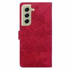 For Samsung Galaxy S21+ 5G Lace Floral Embossed Magnetic Buckle PU Phone Case With Wrist Strap(Red) - 3