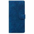 For Samsung Galaxy S21+ 5G Lace Floral Embossed Magnetic Buckle PU Phone Case With Wrist Strap(Blue) - 2