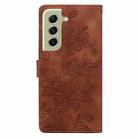 For Samsung Galaxy S21+ 5G Lace Floral Embossed Magnetic Buckle PU Phone Case With Wrist Strap(Brown) - 3