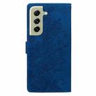 For Samsung Galaxy S21 FE 5G Lace Floral Embossed Magnetic Buckle PU Phone Case With Wrist Strap(Blue) - 3