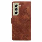 For Samsung Galaxy S21 5G Lace Floral Embossed Magnetic Buckle PU Phone Case With Wrist Strap(Brown) - 3