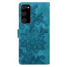 For Samsung Galaxy S20 FE Lace Floral Embossed Magnetic Buckle PU Phone Case With Wrist Strap(Green) - 3