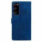 For Samsung Galaxy S20 FE Lace Floral Embossed Magnetic Buckle PU Phone Case With Wrist Strap(Blue) - 3