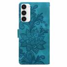 For Samsung Galaxy S23+ 5G Lace Floral Embossed Magnetic Buckle PU Phone Case With Wrist Strap(Green) - 3