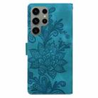 For Samsung Galaxy S23 Ultra 5G Lace Floral Embossed Magnetic Buckle PU Phone Case With Wrist Strap(Green) - 3